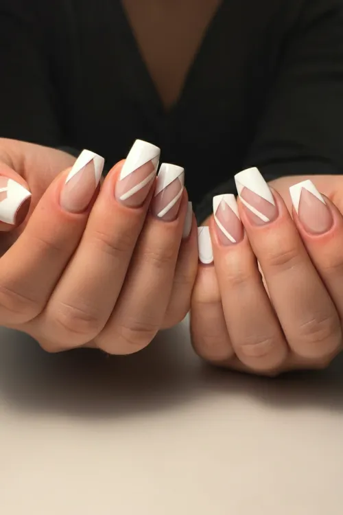 Negative Space White Nails