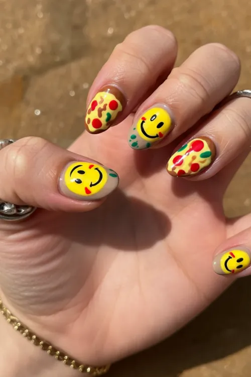 Pizza Emoji Nails