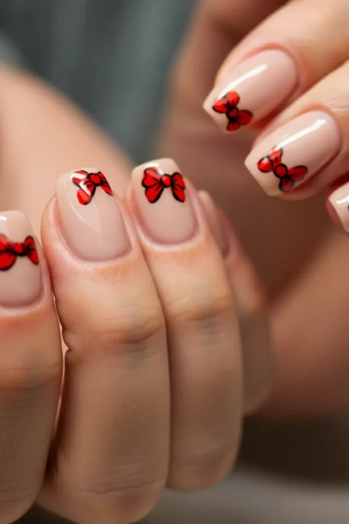 Red Bow Nails