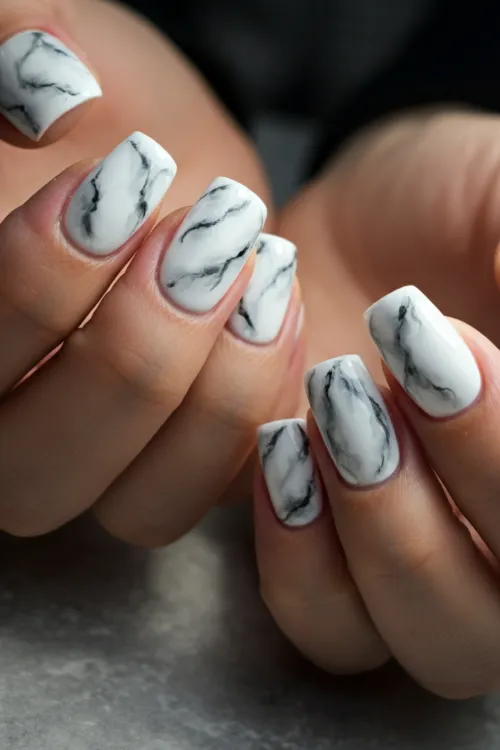 White Marble Nails