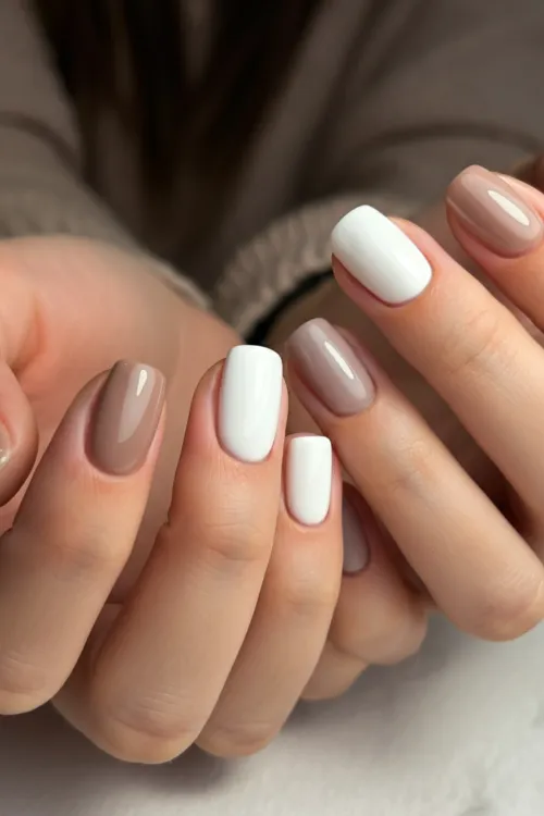 Minimalist White Accent Nails