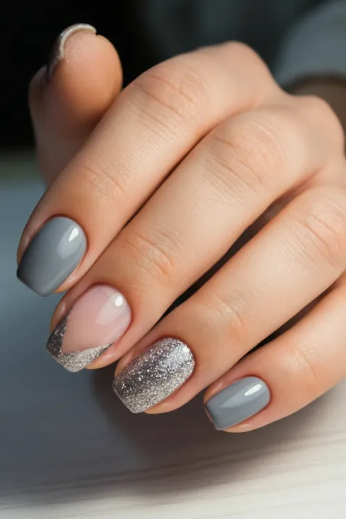  Glittery Gray Nude Combo