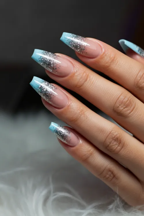 Silver and Blue Glitter Gradient