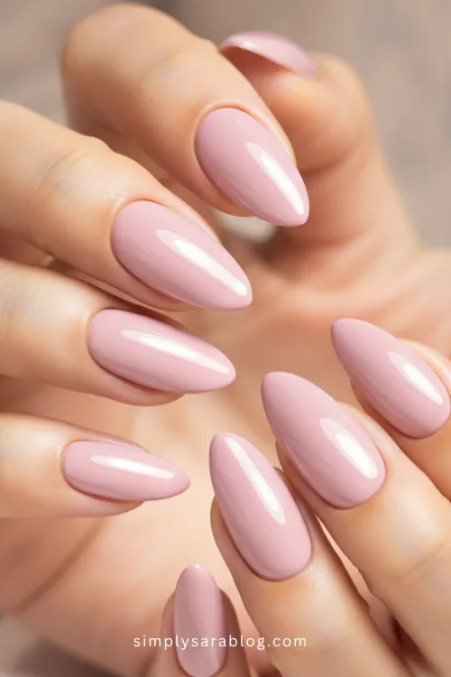 Almond Pink Valentine's Day Nails