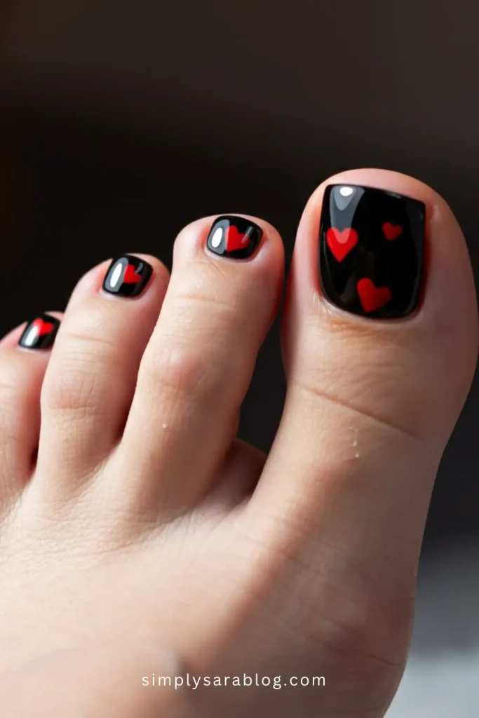 Black Valentines Toe Nail