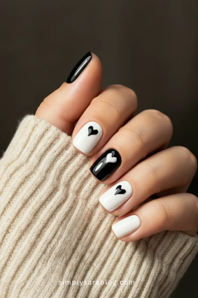 Black and White Hearts