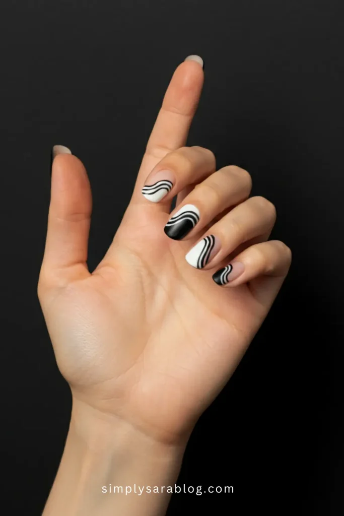 Black and white nails