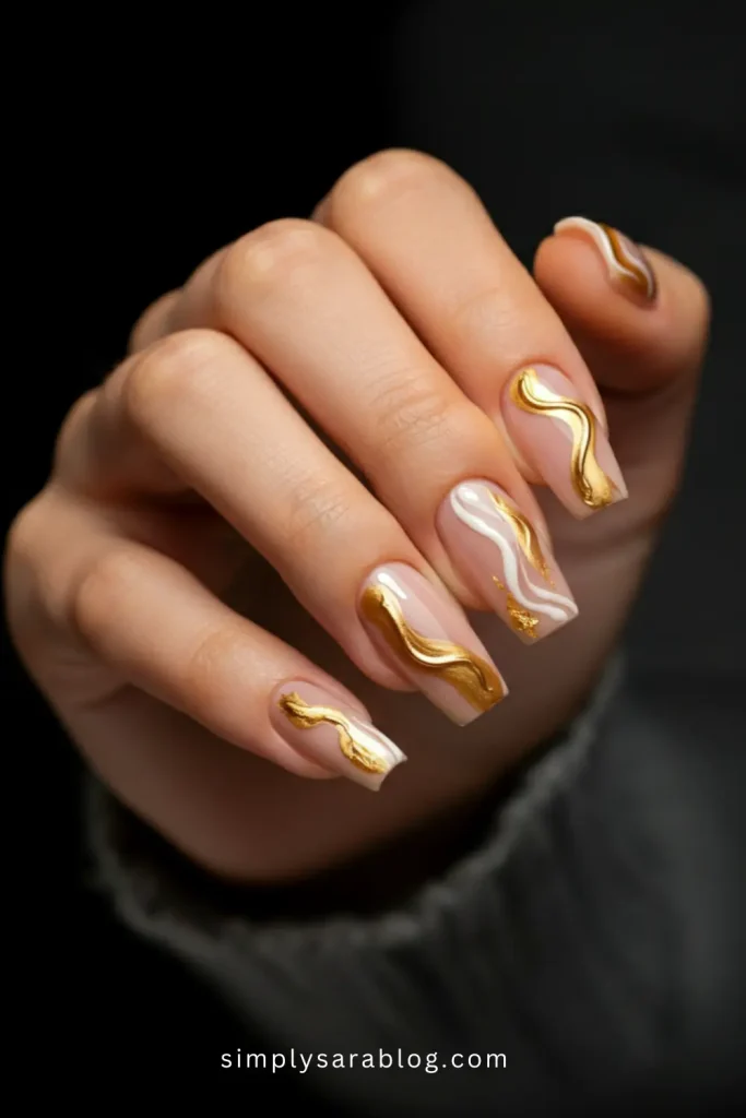 Champagne shimmer nails