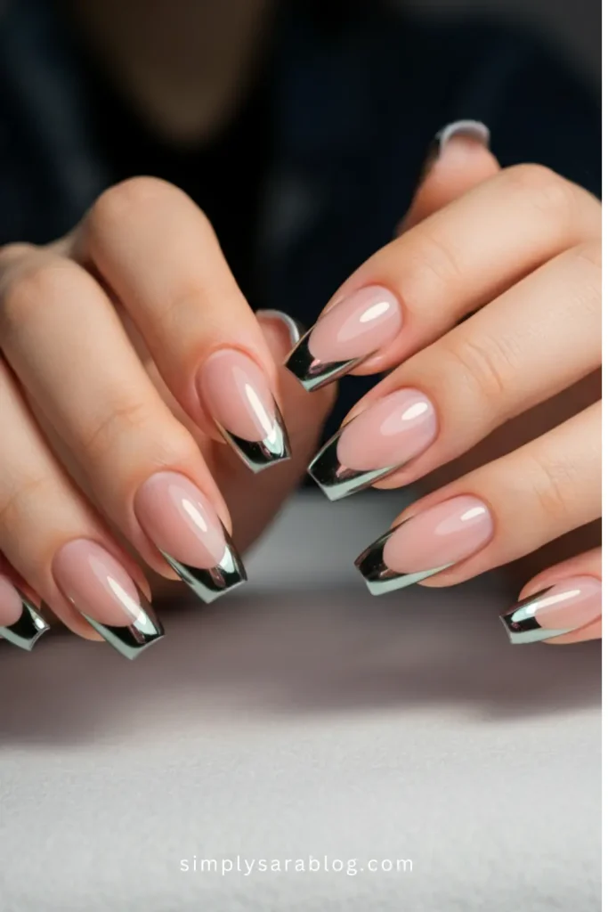 Chrome French nails
