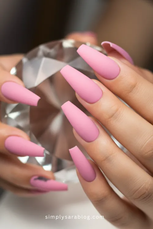 Coffin Pink Valentine's Day Nails
