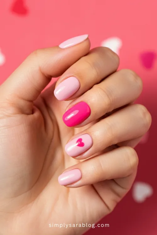 Cute Pink Valentine's Day Nails