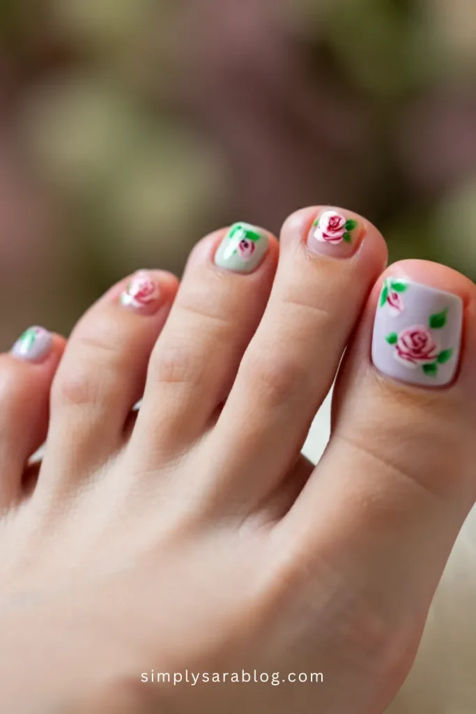 Floral Toenail Art Designs