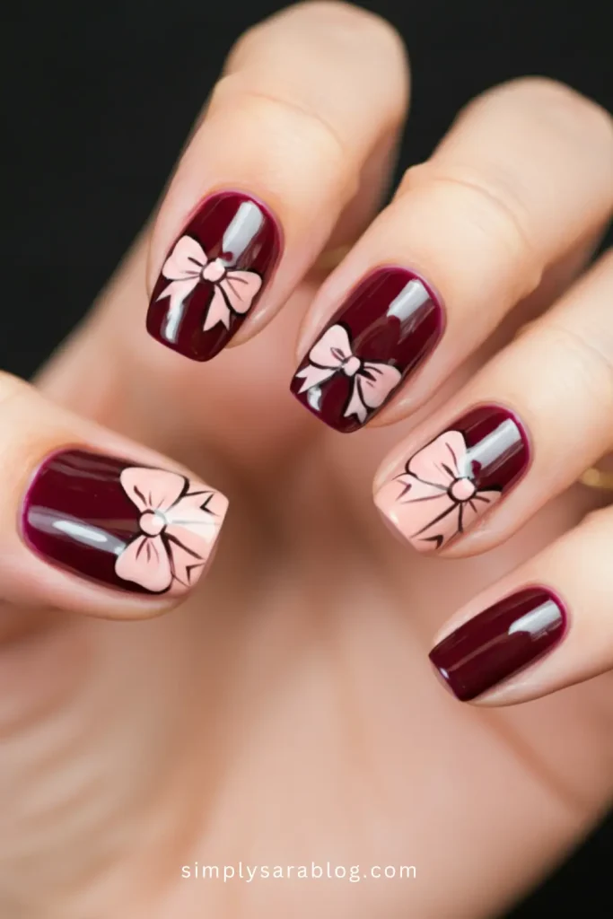 Garnet bow nails