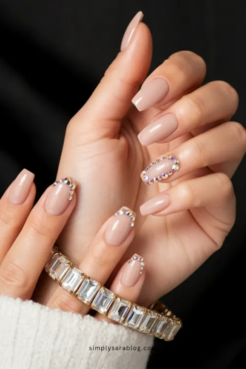 Gem-Studded Cuticles February Nails