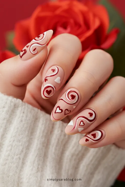 Hearts and Swirls Delight Nails