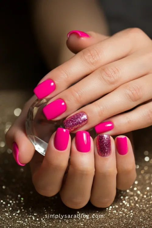 Hot Pink Valentine's Day Nails
