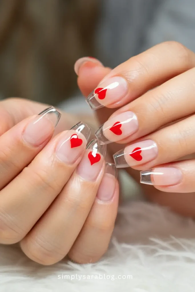 Little Red Heart Nails