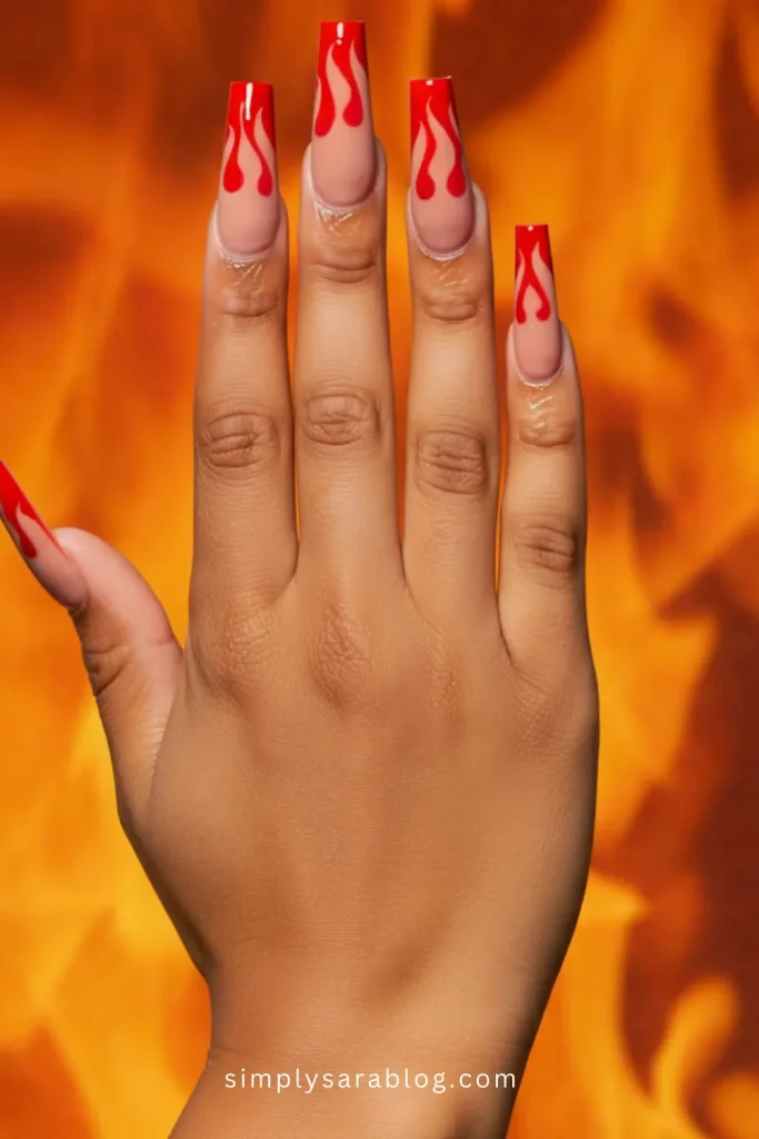 Long Nails with Flames & Tips