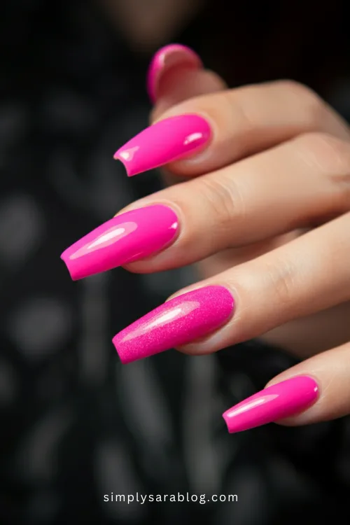 Long Pink Valentine's Day Nails