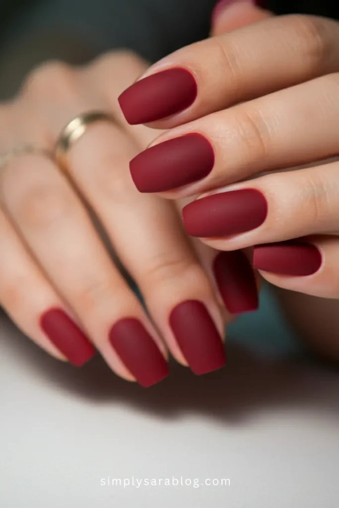 Matte Red Valentine's Day Nails