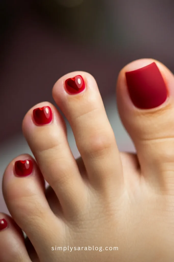 Matte Valentines Toe Nail
