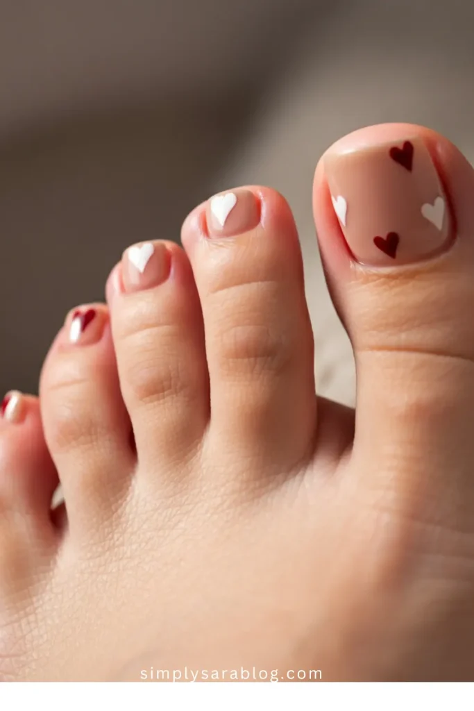 Nude Valentines Toe Nail