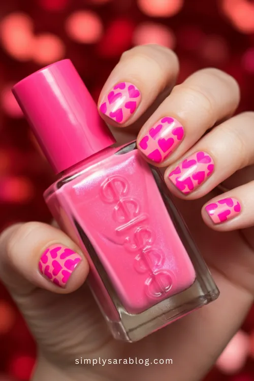 Pink Heart Valentine's Day Nails