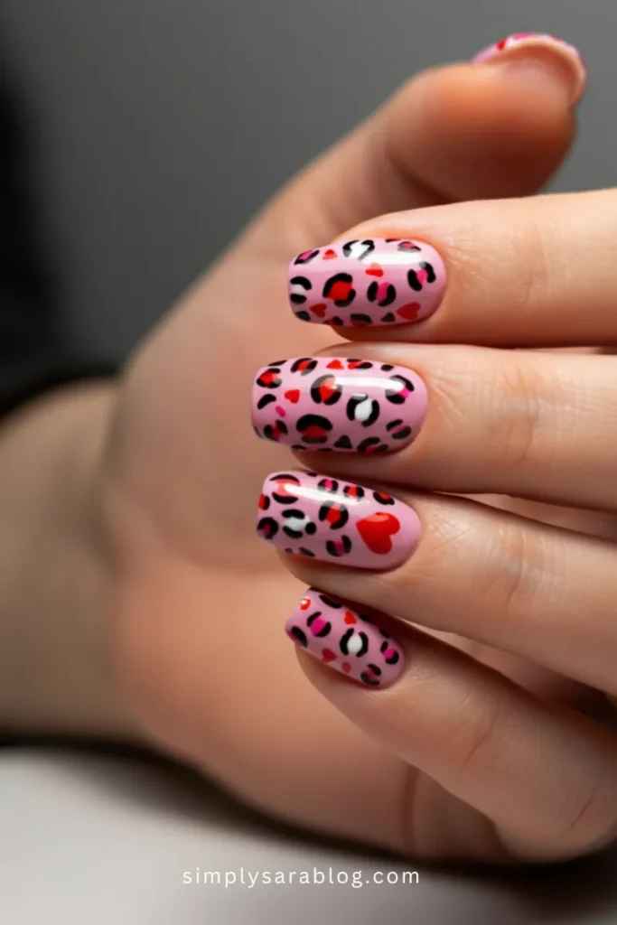 Pink Leopard and Hearts