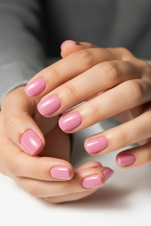 Pink Valentine's Day Nails Short
