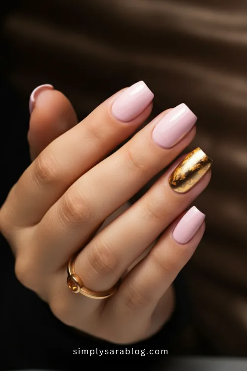Pink and Gold Valentine's Day Nails
