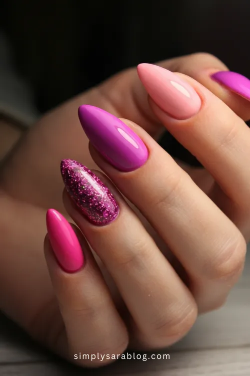 Pink and Purple Valentine's Day Nails
