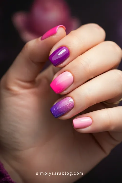 Pink and Purple Valentine's Day Nails