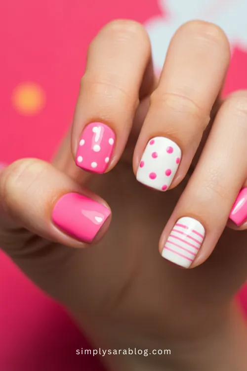 Pink and White Valentine's Day Nails