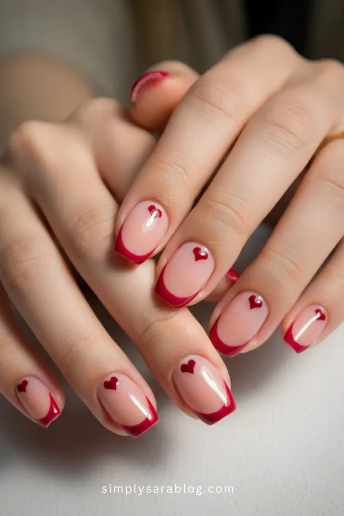 Red French Tip Valentine's Day Nails
