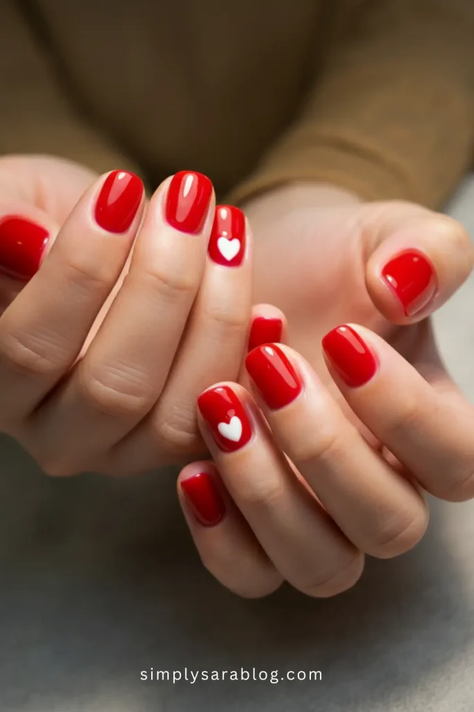 Red Valentine's Day Nails Short