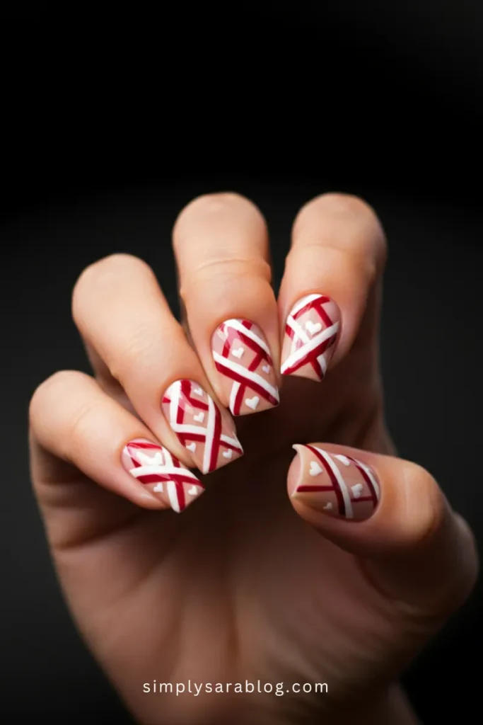 Red and White Heart Ribbons