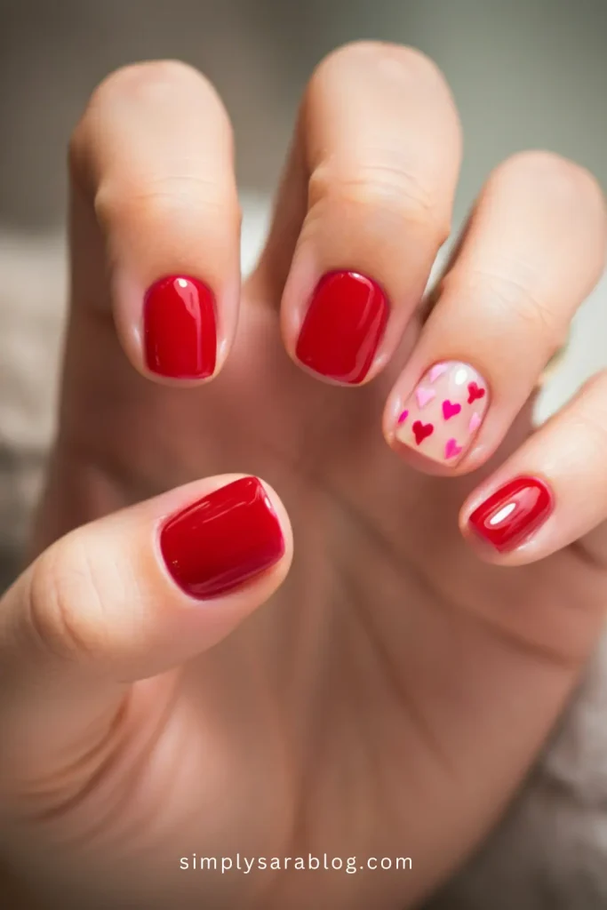 Simple Red Valentine's Nails