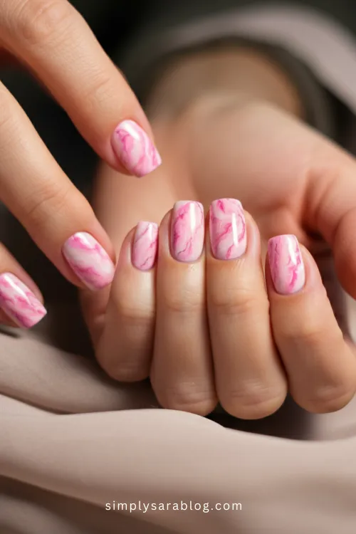 Square Pink Valentine's Day Nails