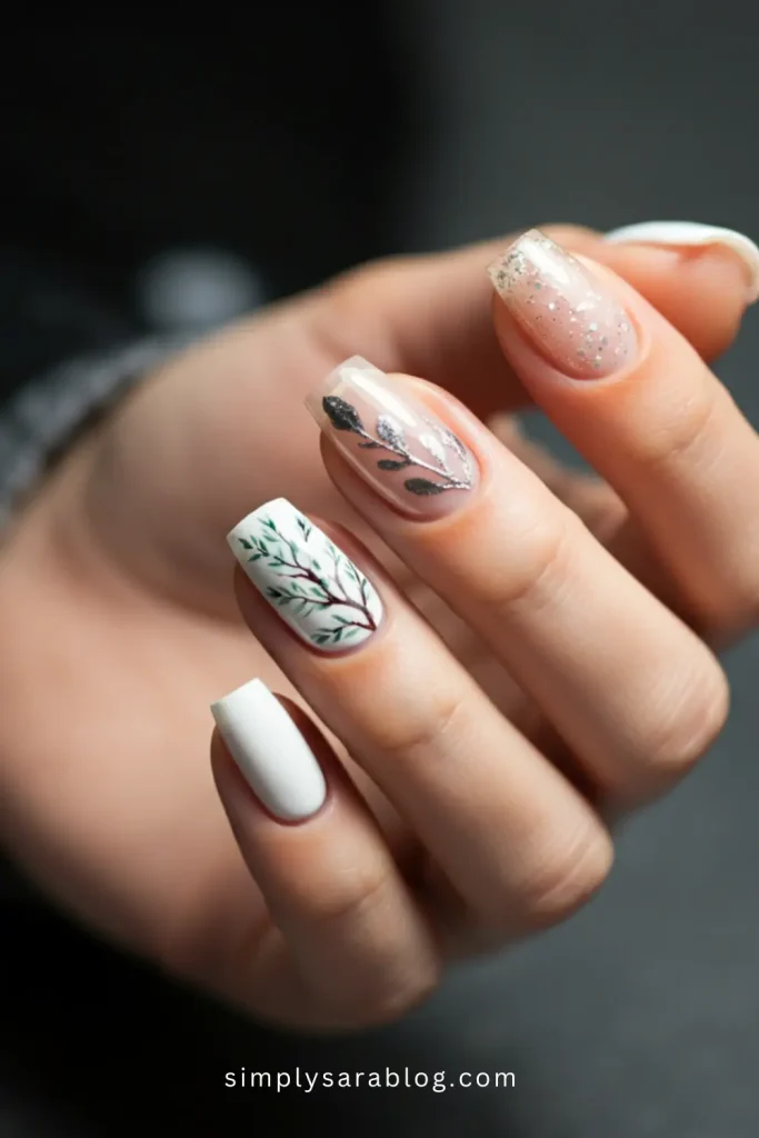 Winter flora nails