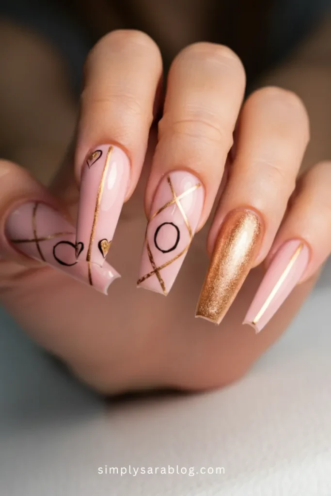 XO Love Coffin Nails