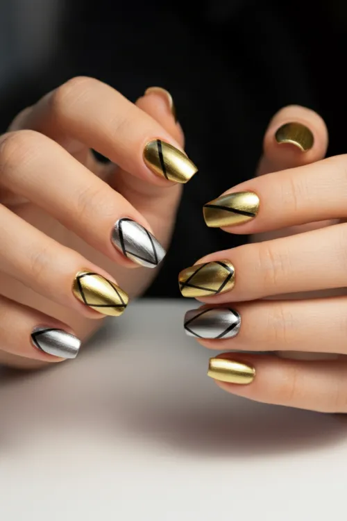 Metallic Winter Nails Ideas