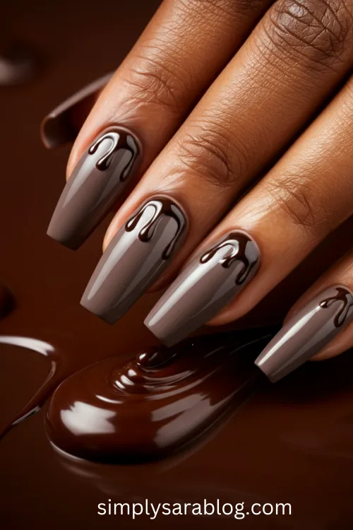 Chocolate Drip Nails