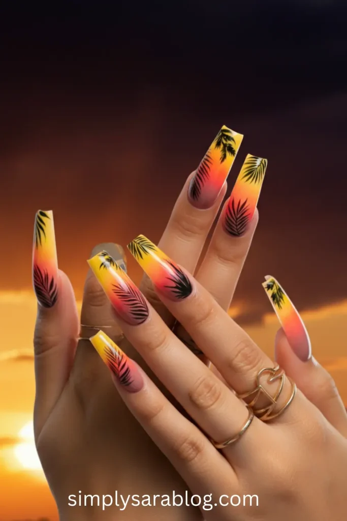 Acrylic Sunset Nails