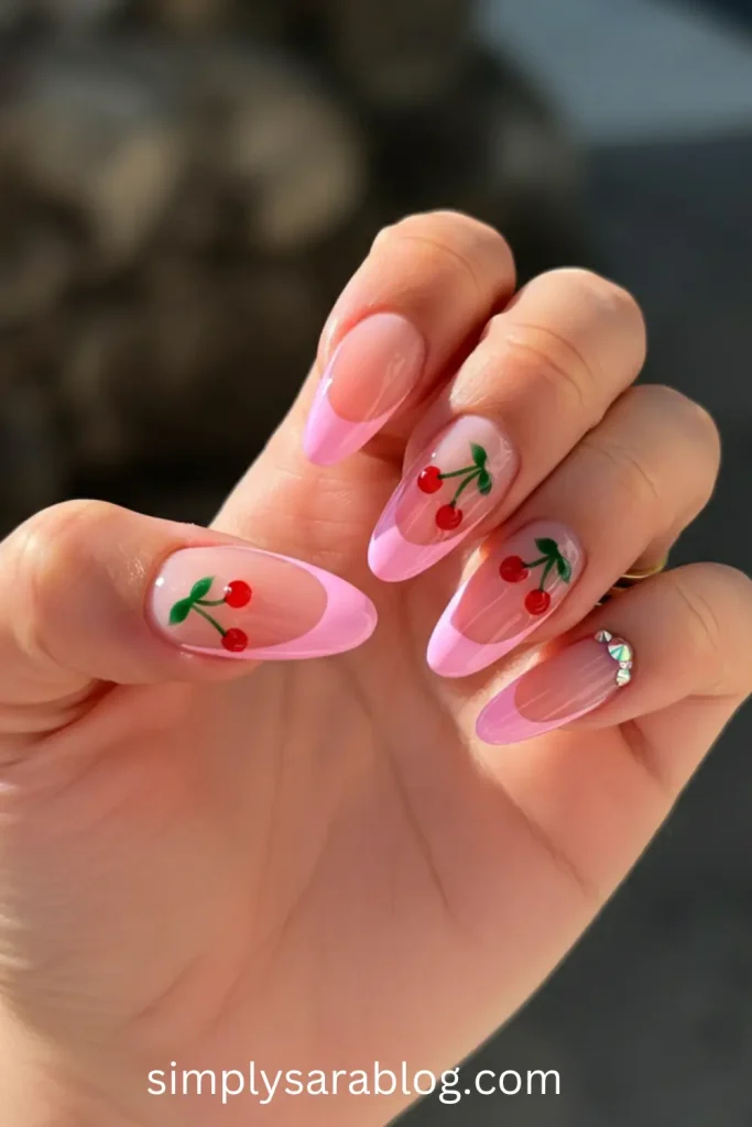 Cherry Pink Nails