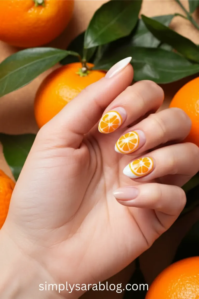 Ombre nails transitioning from pastel orange to vibrant tangerine, perfect for spring.