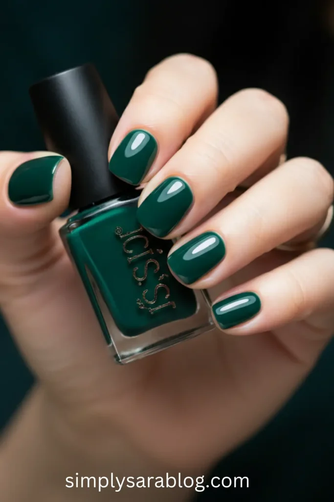 Classy Dark Green St. Patty’s Day Manicure