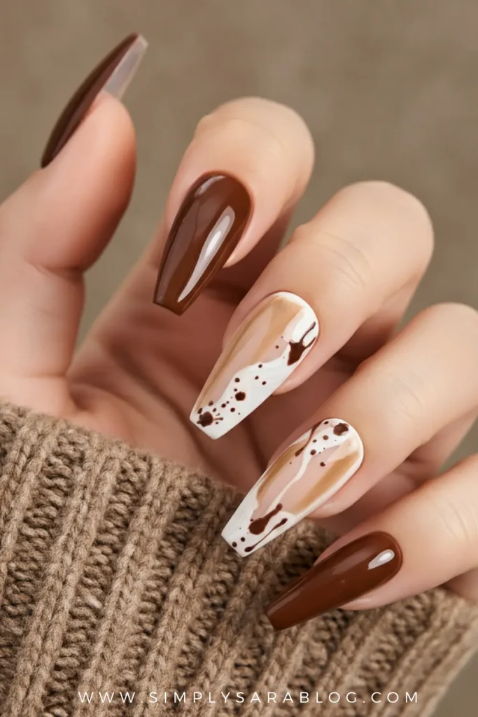 Coffee Abstract Art Nails
