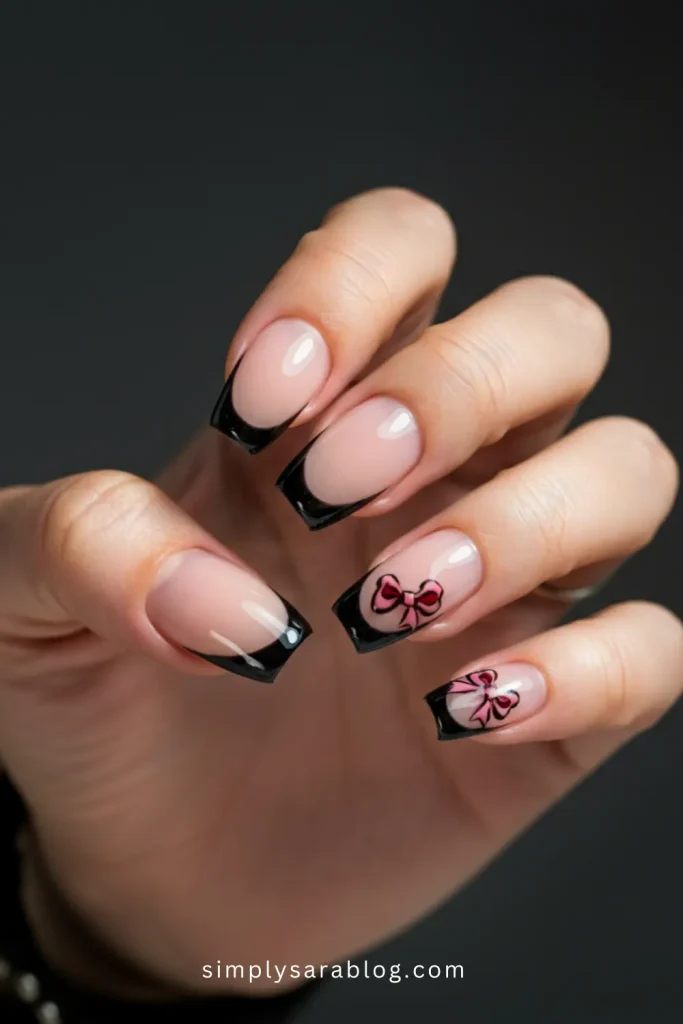 Coquette Gothic Valentine's Nails
