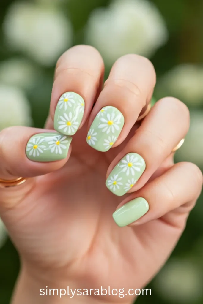 Cute Floral St. Patrick’s Day Nail Designs