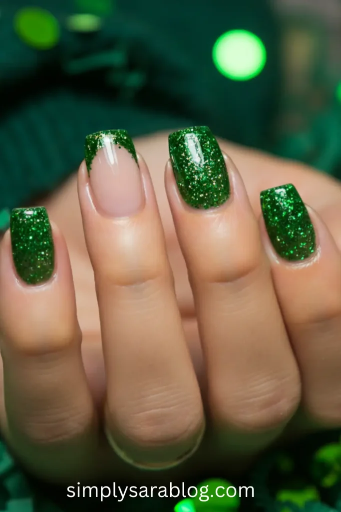 Cute Glitter St. Patrick’s Day Nail Designs